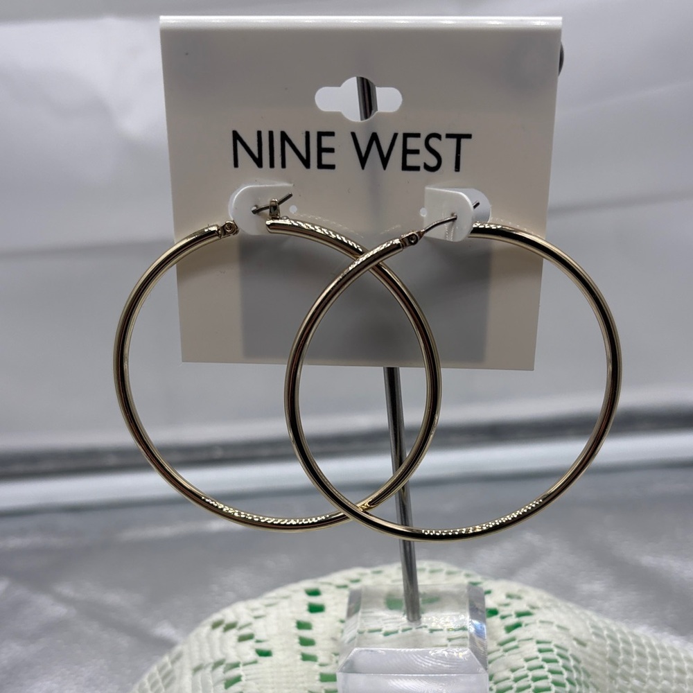 Nwt Nine West Gold-Tone Hoop Earrings